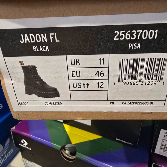 Dr. Martens Jadon Faux Fur Lined Leather Platform Combat Boots Black Mens SZ 12 - Picture 9 of 9